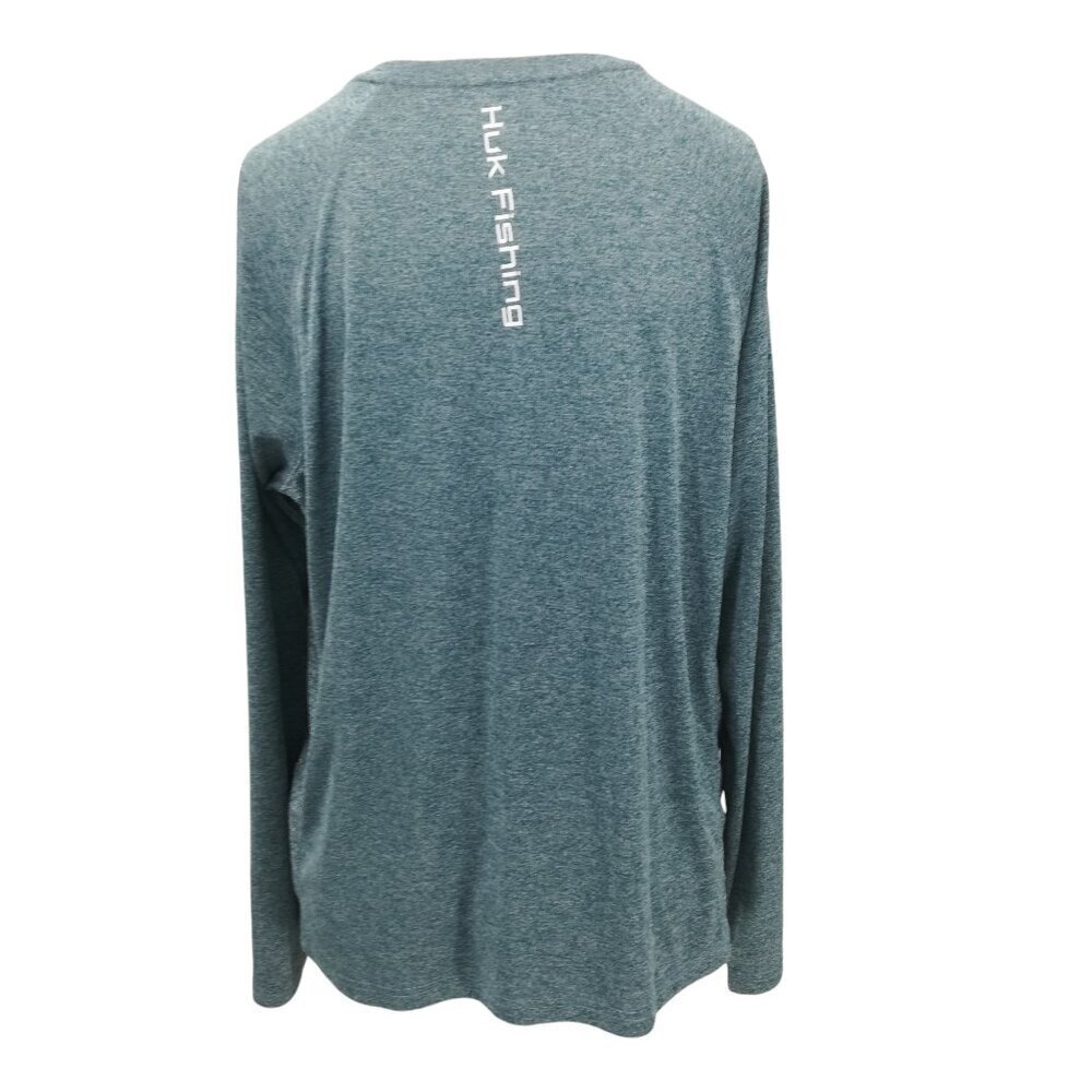 Huk Performance Fishing Long Sleeve Blue Shirt Size L Wicking Athletic Logo - Picture 7 of 12